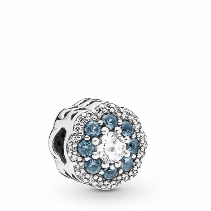 Pandora Blue Sparkle Flower Charm Silver Egypt KV0748316